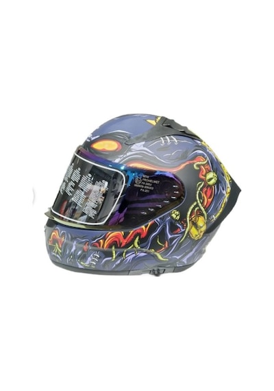 Mts Pro 801 Zombi Kask Mat Mavi - Turuncu