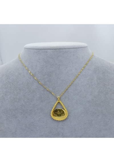 Yeni Sezon Vip Özel Seri 22 Ayar Altın Kaplama Singapur Zincir'li Dorika Çerçeveli Kadın Kolye Gold