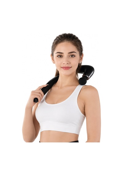 Walke Reach Pro Şarjlı Uzun Saplı Masaj Tabancası 4 Başlıklı Derin Doku Masaj Aleti V-02 Siyah