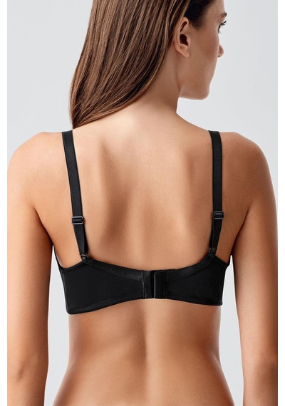 New Bra Kadın C Kap Balenli Toparlayıcı Dantelli Desteksiz Sütyen Siyah 8112 Siyah