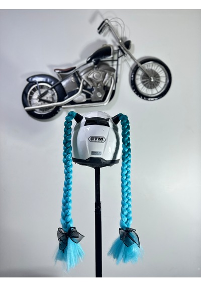 Motor & Motosiklet Yeşil Ombreli Çift Örgü Saç Kask Dış Aksesuar Diğer