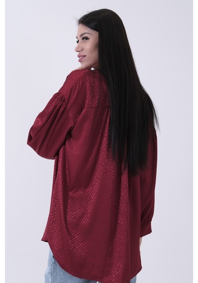 Feminist Bordo Üzeri Desenli Gold Düğme Detaylı Tunik 45951993.04 Bordo