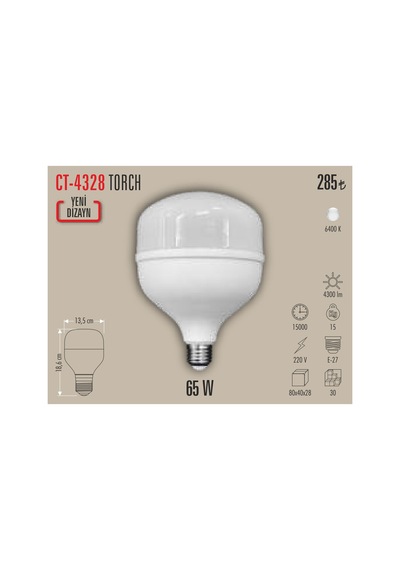 Ct-4328 65w Torch Led Ampül Beyaz 10 Adet
