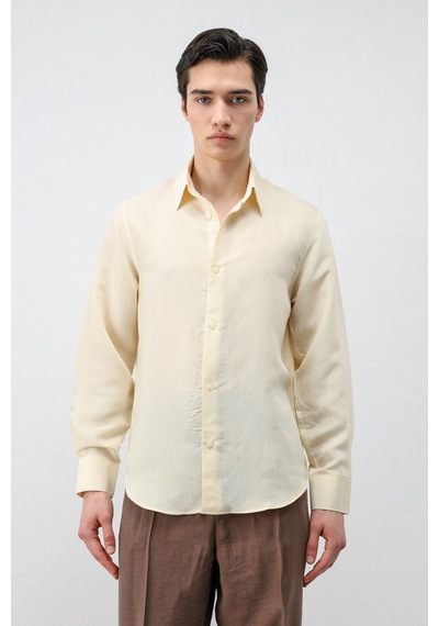 Antioch Modal Karışımlı Çizgili Erkek Gömlek A26y10166 Sarı