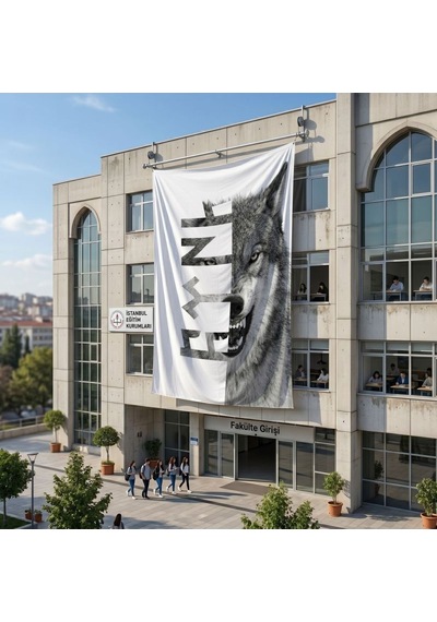 Göktürkçe Türk Yazılı Bozkurt Bayrağı 140gr Premium Raşel Kumaş 6x9 Metre Diğer