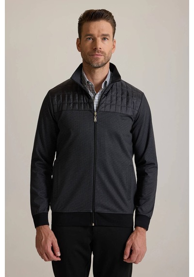 Ysf Erkek Siyah Fermuarlı Desenli Sweatshirt