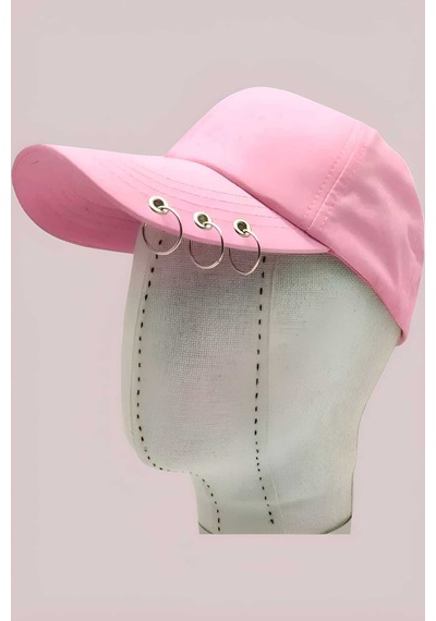Tezzgelsin Unisex Arkadan Ayarlanabilir 3 Halka Piercing Şapka Beyzbol Kep Şapka Pembe