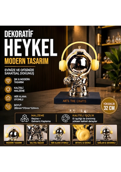 Dekoratif Astronot Heykelcik Sarı
