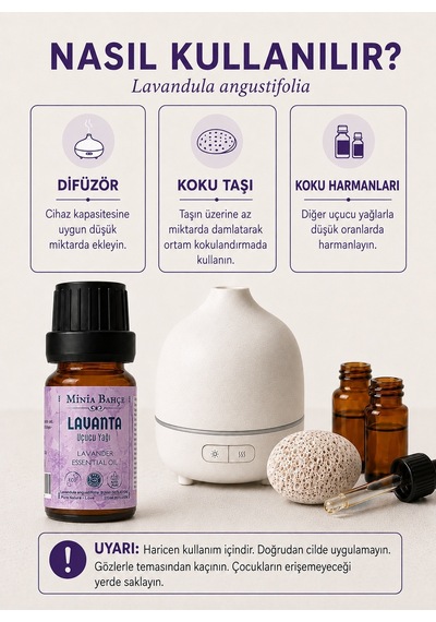 Minia Bahçe Bitki Ve Sanat Atölyesi Saf ve Katkısız Bitkisel Uçucu Lavanta Yağı 10 ML