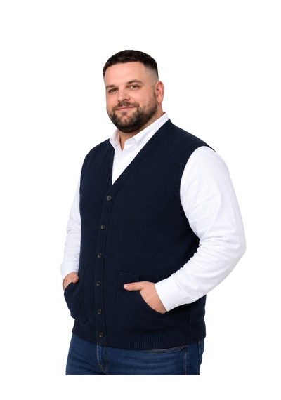 Battalmoda Erkek Büyük Beden Lacivert Cepli Triko Yelek 3xl-4xl-5xl-6xl