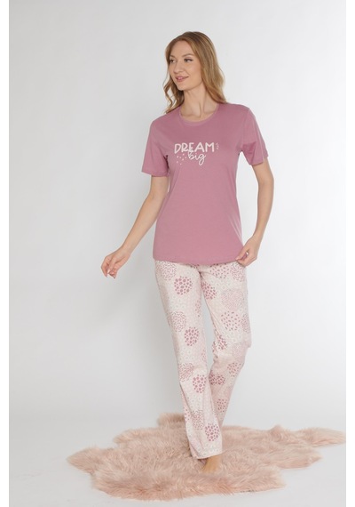 Kısa Kol Yazlık Pijama Takımı Dowry 08-132 K.pembe