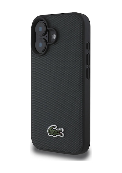 Apple iPhone 16 Uyumlu Kılıf Lacoste Lisanslı Pu Pike Desen Arka İkonik Timsah Dokuma Logolu Koyu Yeşil