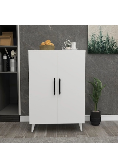 Reyo Home Enda 3 Raflı 2 Kapaklı Çok Amaçlı Dolap Beyaz