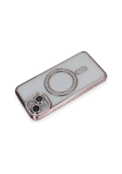 Apple  Uyumlu  iPhone 13 Kılıf Joke Simli Magneticsafe Kılıf Pembe