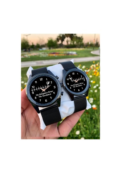 Çift Saat Ne Kavgamız Biter Ne Sevdamız Yazılı Sevgili Saati Siyah