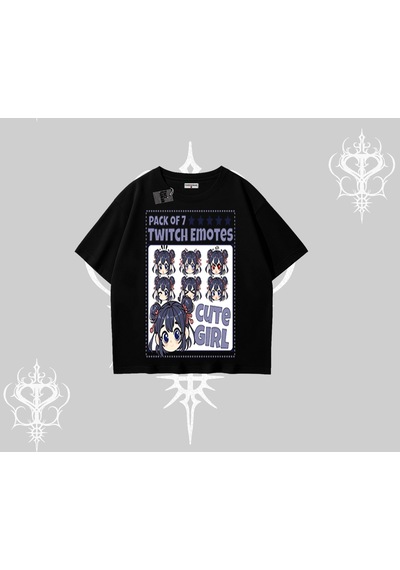 Tarzsokak Oversize Tshirt Twitch Emotes Cute Girl Anime Expression Siyah Tarzsokak Oversize Tshirt Twitch Emotes Cute Girl Anime Expression Siyah