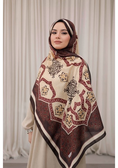 Mimiyum Rüveyda Premium Soft Şal Bordo Bej Çok Renkli