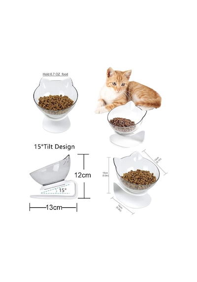 Yüksek Tekli Kedi Başı Şeklinde Mama Su Kabı 13.5 CM