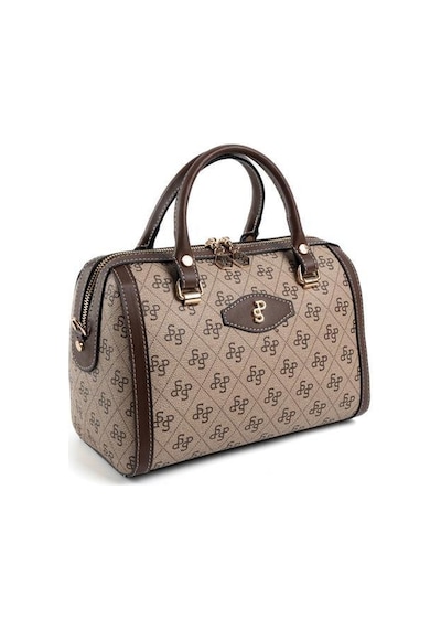 Silver Polo Sp1091 Kadın El Çantası Monogram Koyubej-kahve