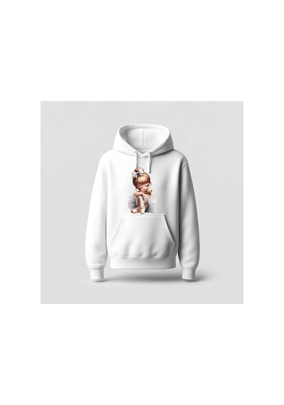 Ada Kostüm Tasarım Tatlı Balerin Tasarım Baskılı Hoodie Sweatshirt beyaz