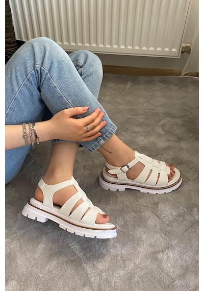 Preshley Kadın Desma Beyaz Kafes Model Vardola Deyatlı Kalın Taban Ortopedik Sandalet K-140 Preshley Kadın Desma Beyaz Kafes Model Vardola Deyatlı Kalın Taban Ortopedik Sandalet K-140