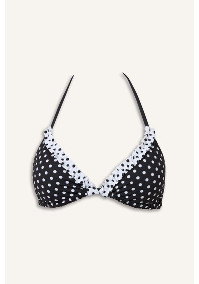 Defacto Regular Fıt Puantiyeli Siyah Bikini Üstü G4000ax26smbk81 Siyah-bk81