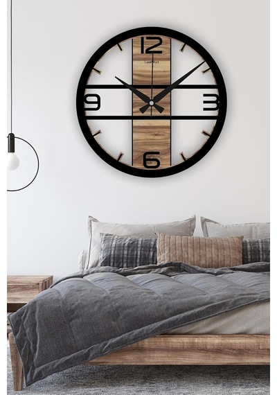 Büyük Sessiz Duvar Saati, Ahşap Modern Duvar Saati, Yeni Ev Hediyesi, Yeni Ofis Hediyesi, 60cm 60 Cm