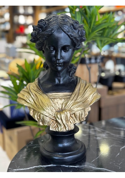 Dekoratif Gold Detaylı Ophelia Heykel Biblo Obje-5042