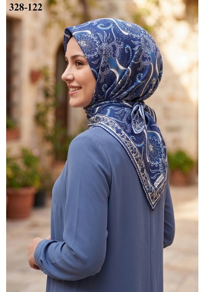 Moonscarfs Moonscarf Soft Pamuk Eşarp Lacivert 328-122 Çok Renkli