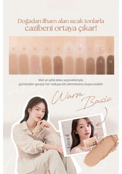 Dasique Mat Ve Işıltılı Tonlardan Oluşan 20 Renkli Far Paleti Mood Shadow Palette 01 Warm Basic 01 Warm Basic