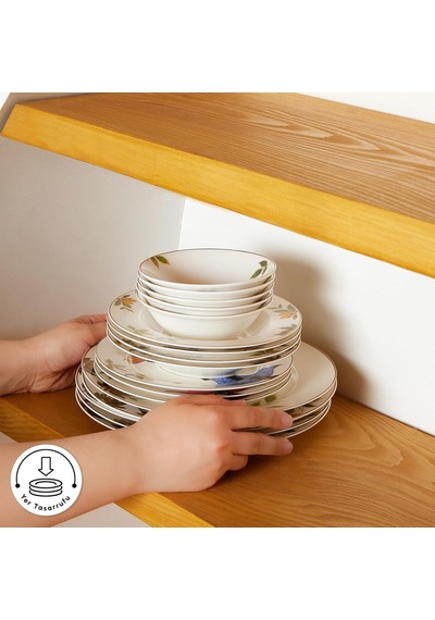 Elegance Bone Samira 24 Parça 6 Kişilik Yemek Takımı Çok Renkli