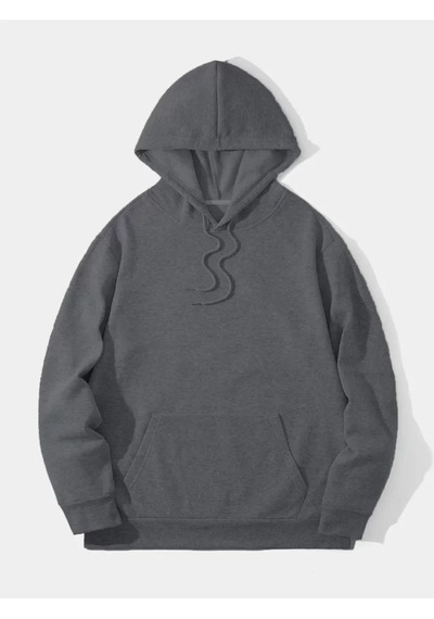 Efnaz Style Erkek Düz Kapüşonlu Sweat - Füme Fume