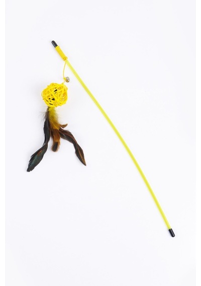Sarı Toplu Tüylü Kedi Oyun Oltası 46 CM