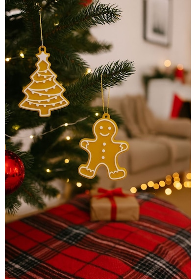 Yılbaşı Ağacı Süs Seti 5 Parça Gold-beyaz Dekoratif Süsler Noel Dekor Christmas