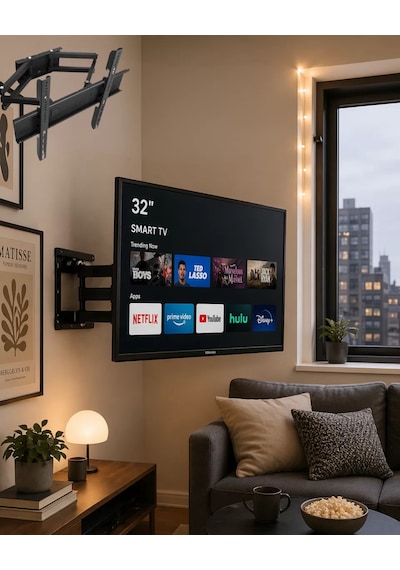Hareketli Tv Duvar Askısı 32 55 İnç Döner Eğimli Televizyon Aparatı Mh-hs8782-3337
