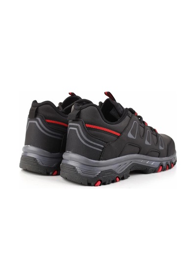 Erkek Outdoor Bağcıklı Kaymaz Taban Sneaker Ayakkabı Siyah - Kırmızı