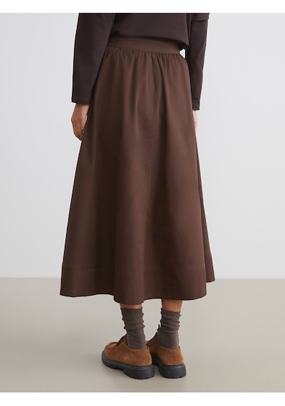 Lcw Modest Kahverengi Loose Fit Pileli Kloş Etek
