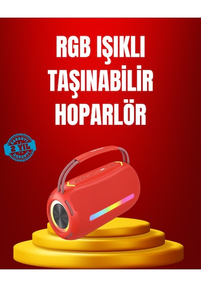 Suya Dayanıklı 20w Rgb Hoparlör Bluetooth, Usb, Sd Kart Ve Aux Girişli