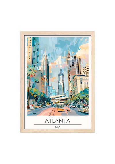 Atlanta Usa Ahşap Çerçeveli Dekoratif Duvar Tablosu Ahşap 01