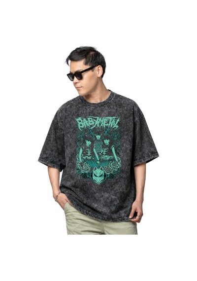 Sevbano Babymetal Rock Metal Müzik Grubu Baskılı Unisex Oversize Vintage Siyah