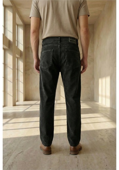 Little Cup Jeans Co Erkek Baggy Fit Rahat Kalıp Kadife Siyah Pantolon