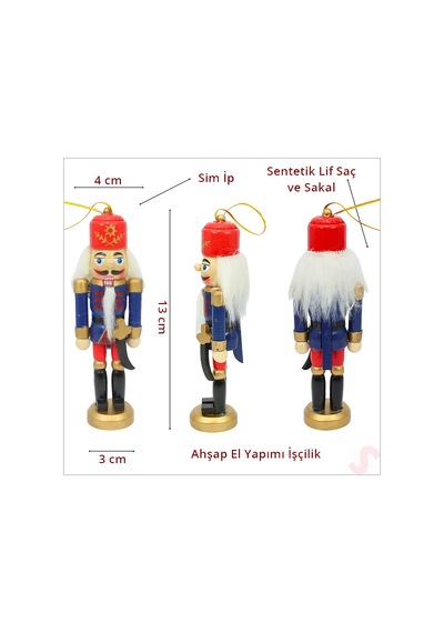Kurşun Asker, Ahşap Fındıkkıran 13cm - Kılıçlı Lacivert