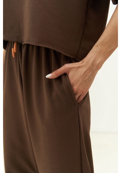 Mai Collection Mai Studios Co. Vero Kahve Crop Eşofman Takım Kahverengi