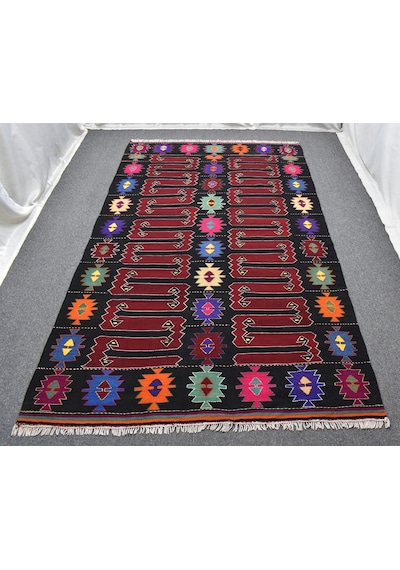 Zehra Abla Halı El Dokuma Benzersiz Karakeçili Balıkesir Yörük Yün Kilim 7078 Çok Renkli