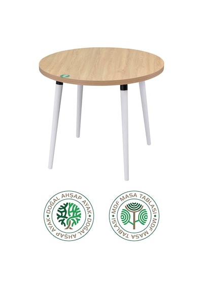 Vilinze Argos Yuvarlak Mdf Naturel Sabit Mutfak Masası - Q90 Cm