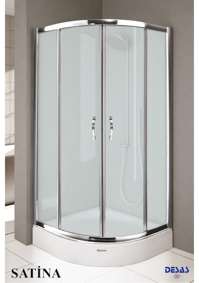 Desaş Shower Teknesiz Oval Buzlu Cam Duşakabin 90 x 90 5 MM Gümüş
