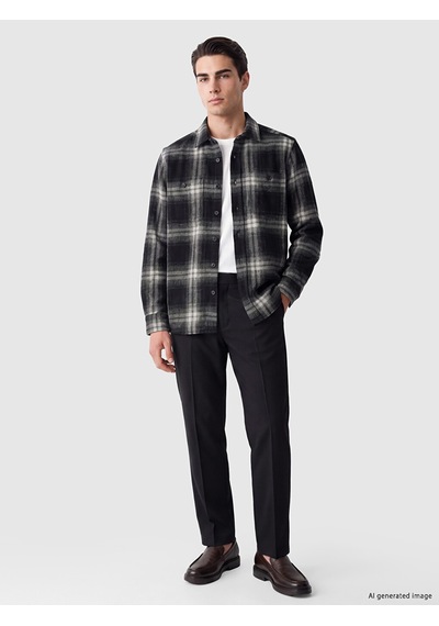 Lcwaıkıkı Classic Siyah Relax Fit Ekose Gabardin Erkek Gömlek
