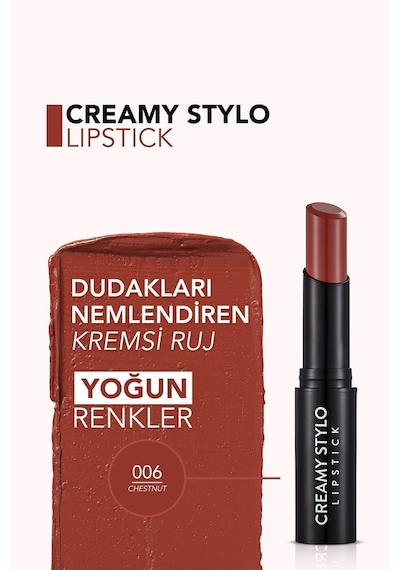 Flormar Yarı Parlak Stick Ruj- Creamy Stylo Lipstick -006 Chestnut- 8682536013666