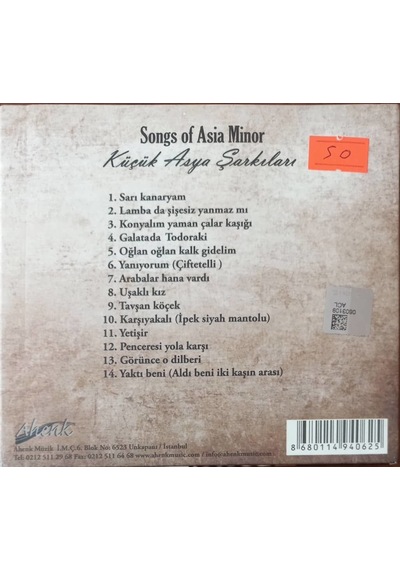 Plak Değildir Cd Dir Cd Songs Of Asia Minor Küçük Asya Şarkılar