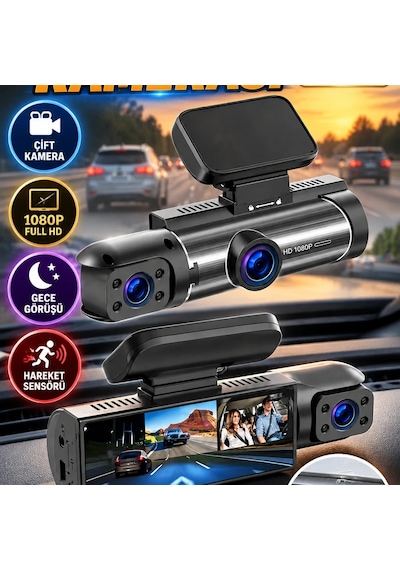 1080p Full Hd Ön Ve Arka Çift Kameralı Araç İçi Video Ve Fotoğraf Kaydedici Sürüş Kamerası